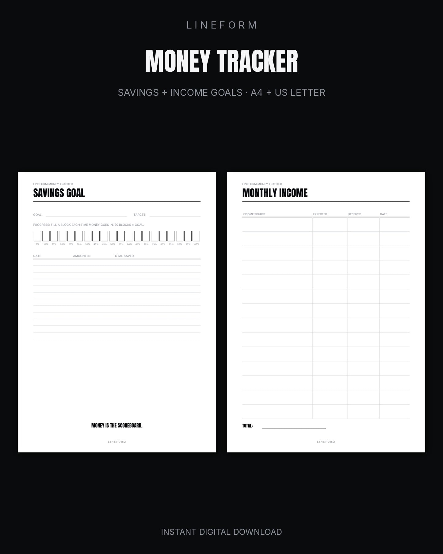 Money Tracker | Savings + Income Goals
