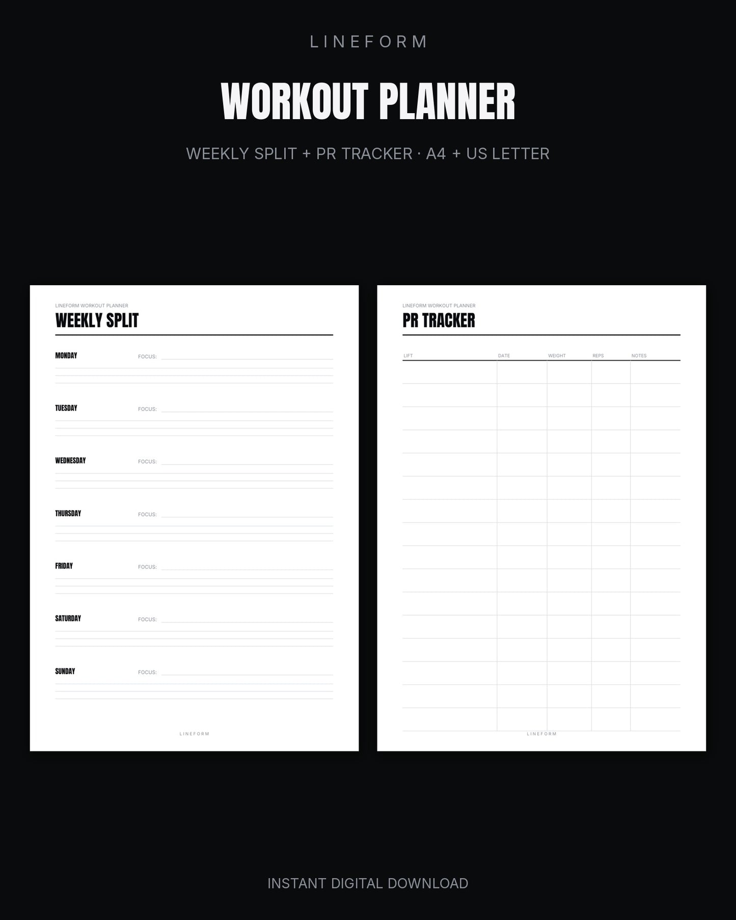 Workout Planner | Weekly Split + PR Tracker