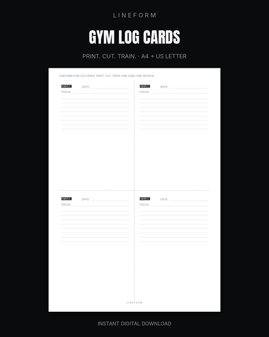 Gym Log Cards | Printable Session Cards