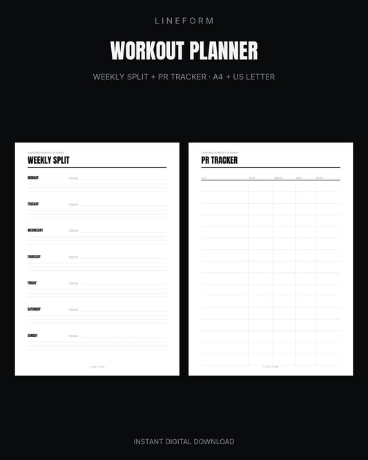 Workout Planner | Weekly Split + PR Tracker